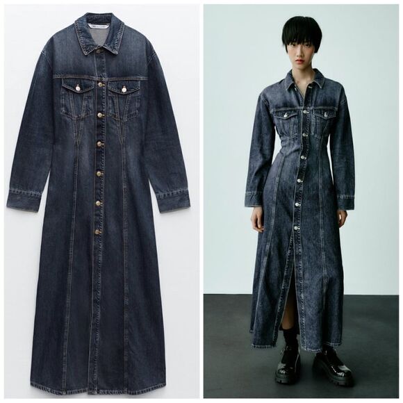 ZARA TRF DENIM DRESS - Picture 3 of 12